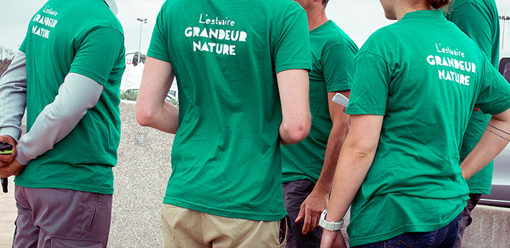 tee-shirt sérigraphie logo Estuaire grandeur nature vert